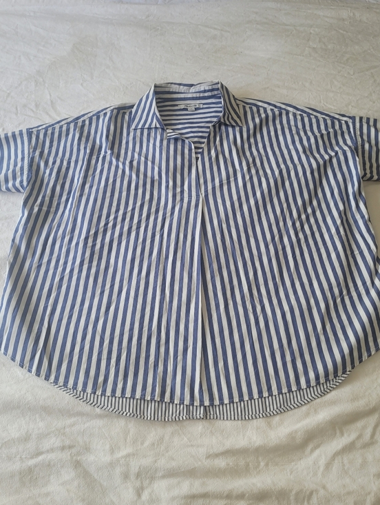 Madewell Tops - Madewell Shirt Womens Medium Blu Striped Cotton Buttons Collared Relaxed Coastal